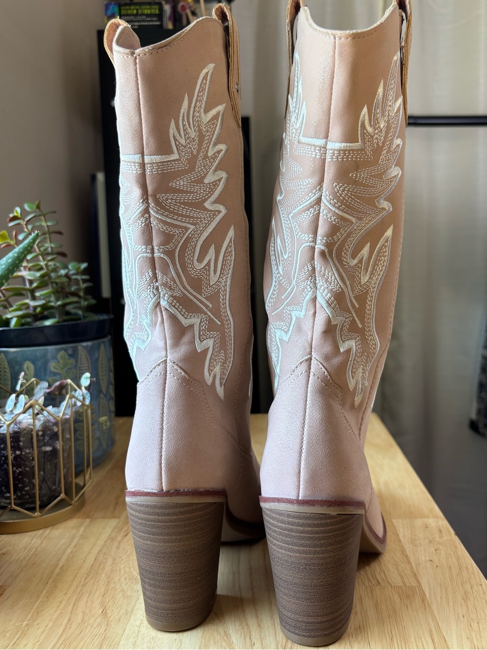 NWOT Altar'd State Pink Western Embroidered Mid-Calf Boots - Picture 3 of 8